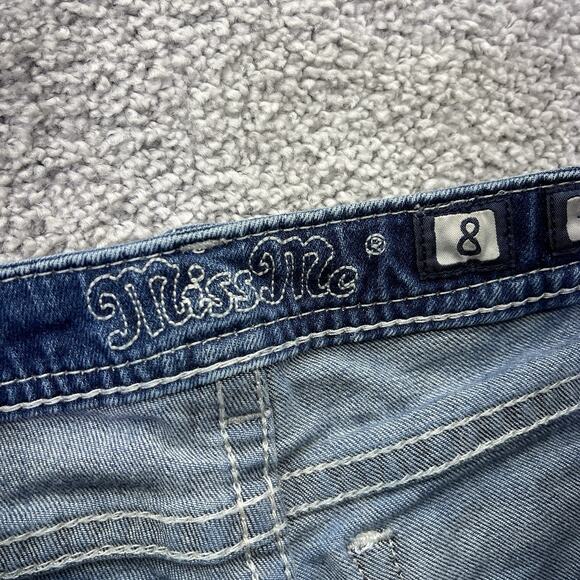 Miss Me Jeans Girls 8 Skinny Blue Denim Distressed Rips Floral Kids Stretch - Picture 4 of 13